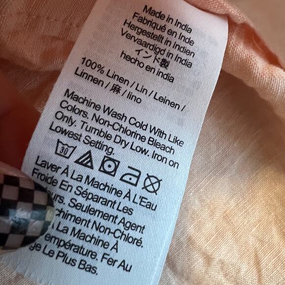 J Crew Top Womens Large Peach Baird Mcnutt Irish Linen Relaxed Coastal Preppy - Picture 9 of 11